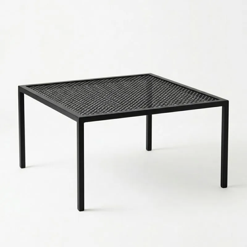 Mesa cuadrada de acero negra para exterior-seltrivaria