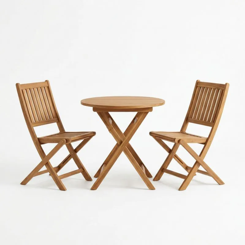 Conjunto de Mesa Redonda y Sillas de Madera-seltrivaria