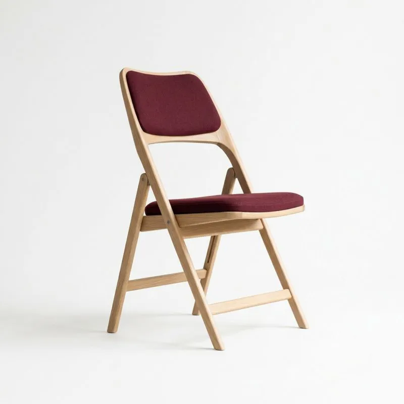 Silla plegable de madera con cojín burdeos-seltrivaria
