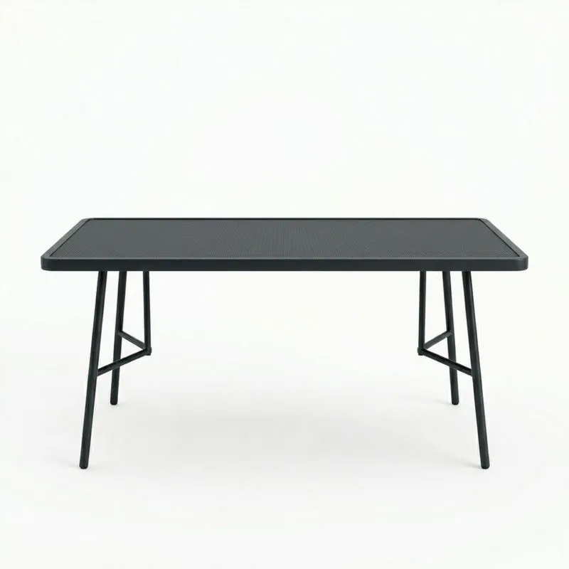 Mesa rectangular de metal negra 140x70 cm-seltrivaria