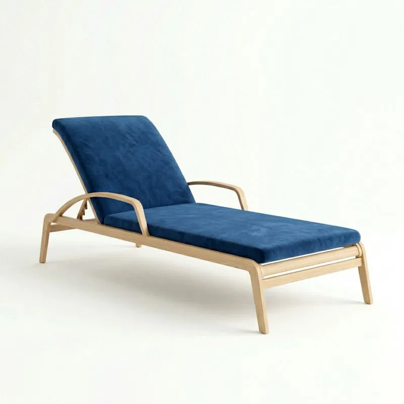 Tumbona de Madera y Tela Azul Marino-seltrivaria