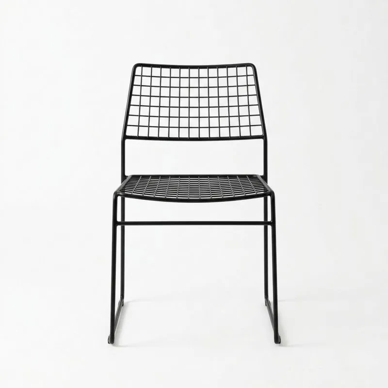 Silla de Metal Negra con Estructura de Rejilla-seltrivaria