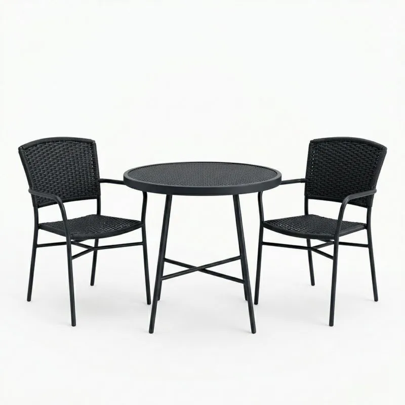 Conjunto de Muebles de Jardín de Acero y Ratán Sintético Negro-seltrivaria