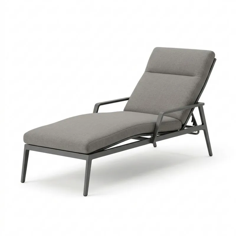Tumbona Ajustable de Metal y Tela Gris-seltrivaria