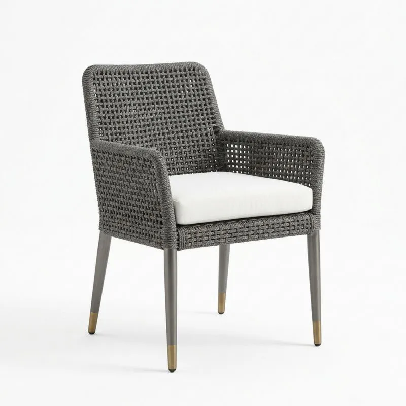 Silla de Exterior de Ratán Sintético con Cojín de Algodón-seltrivaria