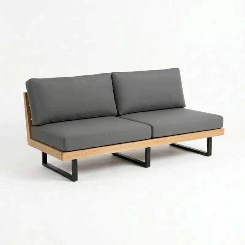Sofá de 2 plazas gris estructura de madera y metal 180 cm-seltrivaria