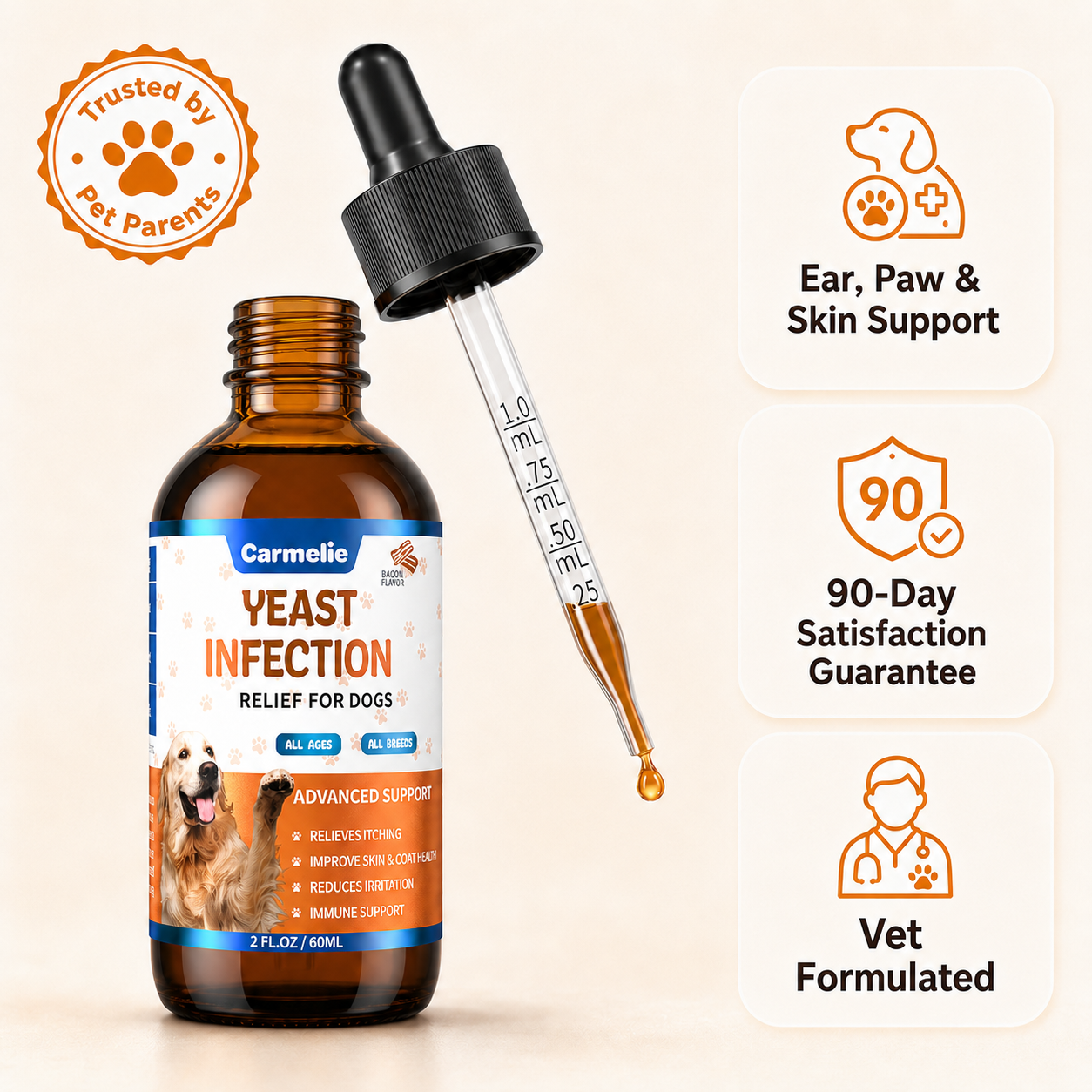 Carmelie Yeast Infection Relief Drops For Dogs