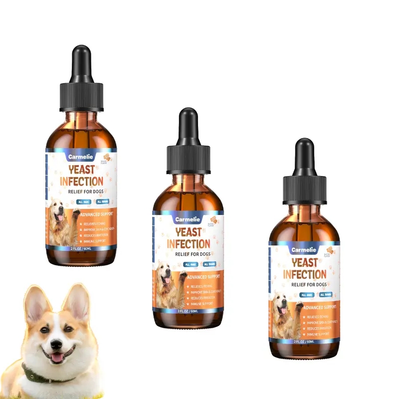 Carmelie Natural Yeast Infection Relief Drops for Dogs - Itch & Ear Discomfort Support, Allergy & Inflammation Relief