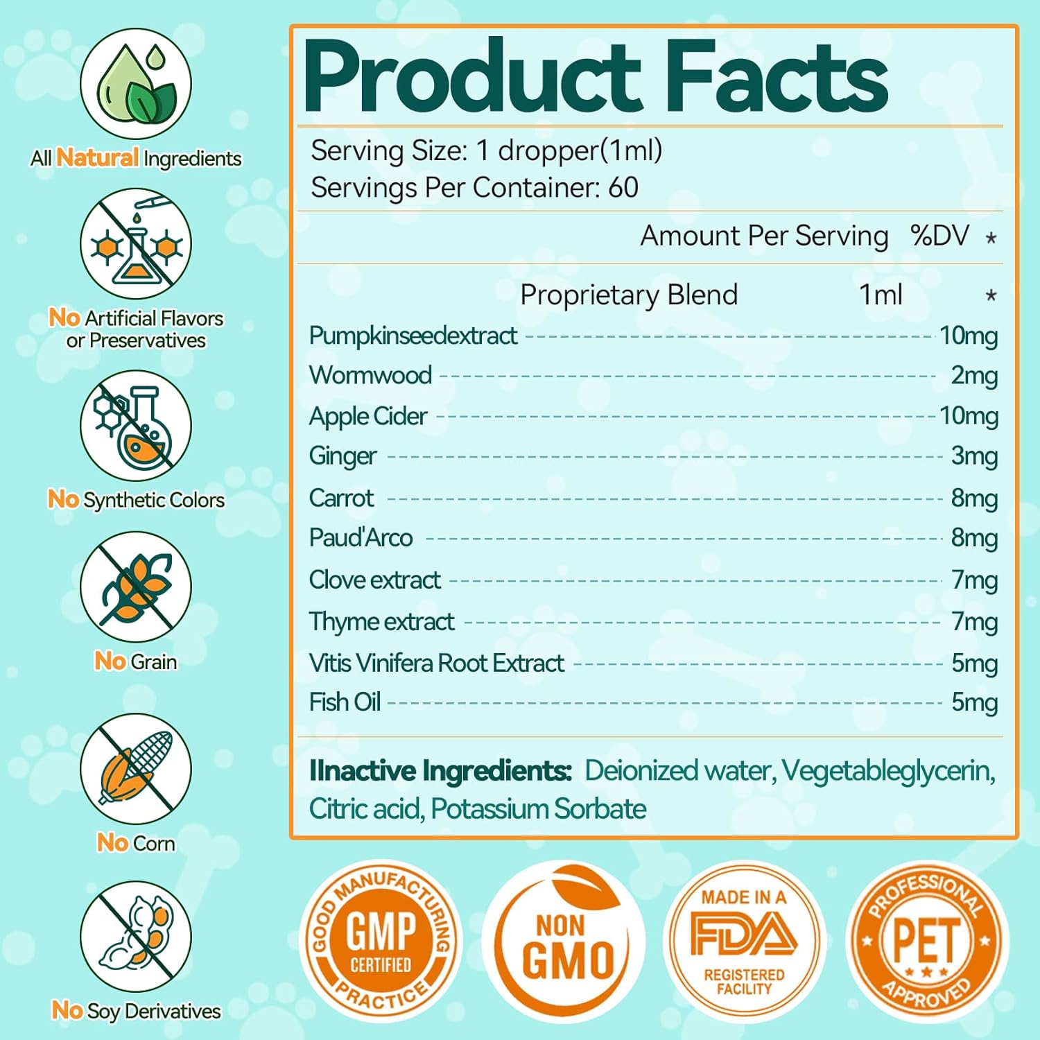 Flea & Tick Support for Dogs, Natural Flea and Ticks Comfort for Dog with Fish Oil, Flea & Tick Liquid Herbal Drop for Dogs - All Breeds & Ages - Chicken