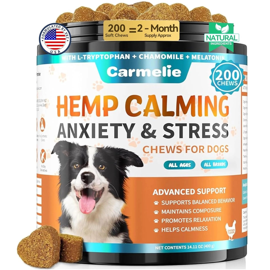 Dog Calming Chews | 200ct Anxiety & Stress Relief for Separation, Barking & Sleep | Valerian Root & Melatonin