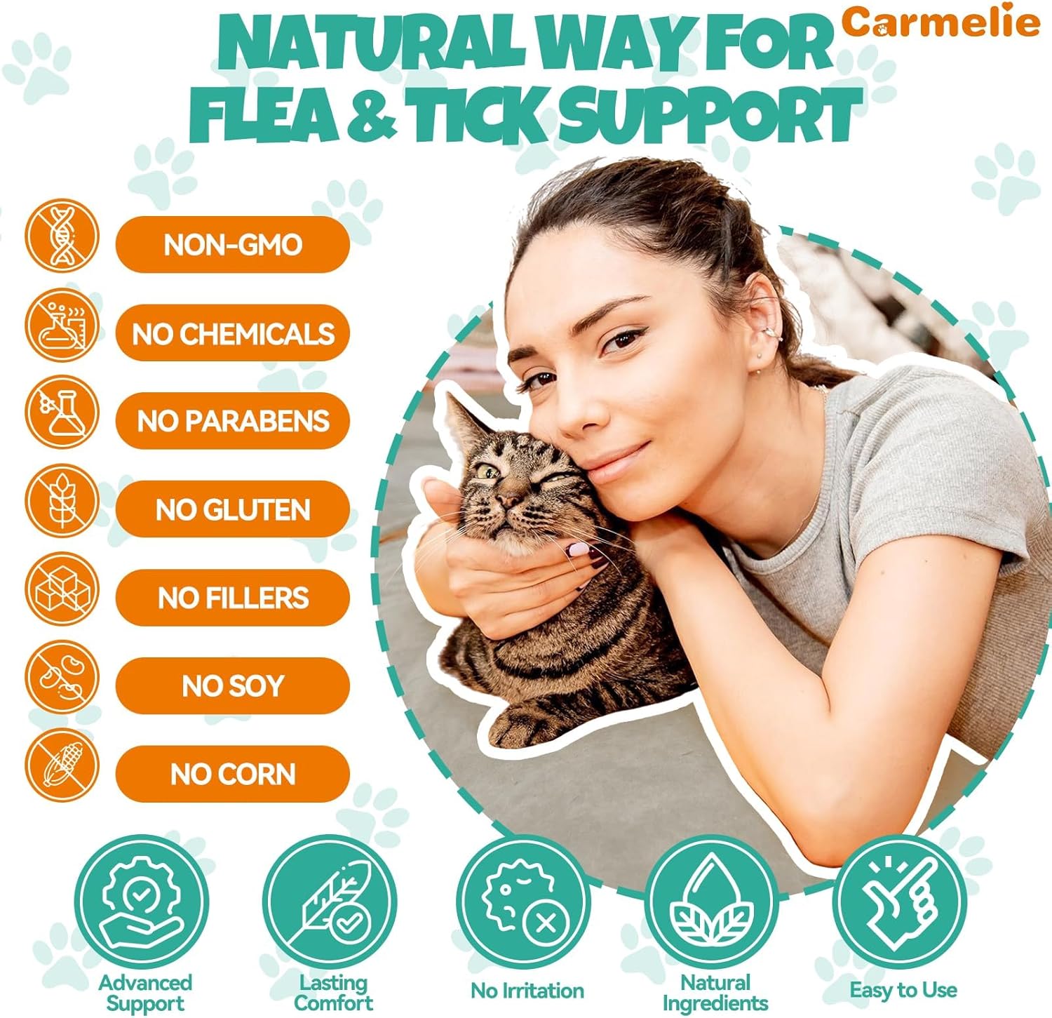 Flea and Tick Prevention for Cats, Natural Cat Flea Liquid Drops, Flea & Tick Supplement with Vitamins & Fish Oil for Cats Healthy Skin & Coat - All Breeds, Kittens to Senior Cat - Chicken Flavor