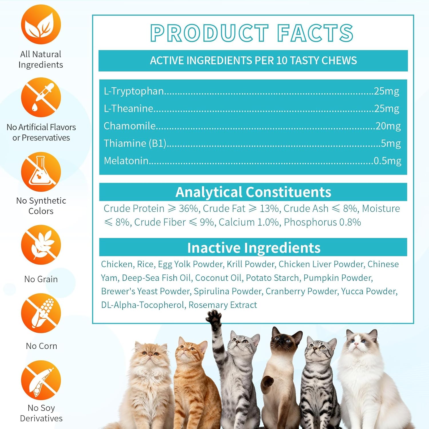 Cat Calming Treats, 500 Crunchy & Creamy Calming Cat Treats with Melatonin, Chamomile for Cats Stress and Anxiety Relief - Travel, Boarding, Vet Visits, Separation Anxiety, Chicken and Krill Flavored