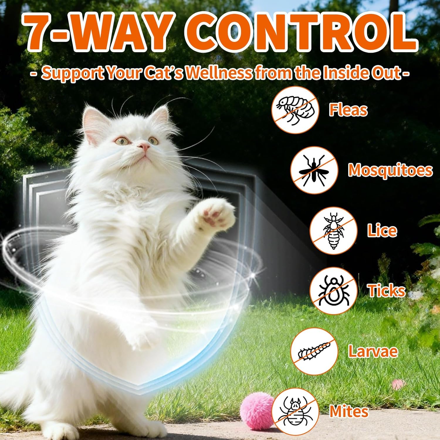 Flea and Tick Prevention for Cats, 500 Crunchy & Creamy Chews, Cat Flea Chewables with Natural Oral Flea Treatment Supplement Cats, Skin & Coat Support - All Breeds & Ages - Chicken and Krill Flavor