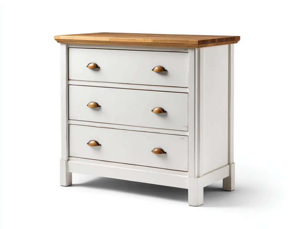 Comodino-MDF-Legno-57x39x64 cm-bianco-marrone-stile rustico-Dengetden