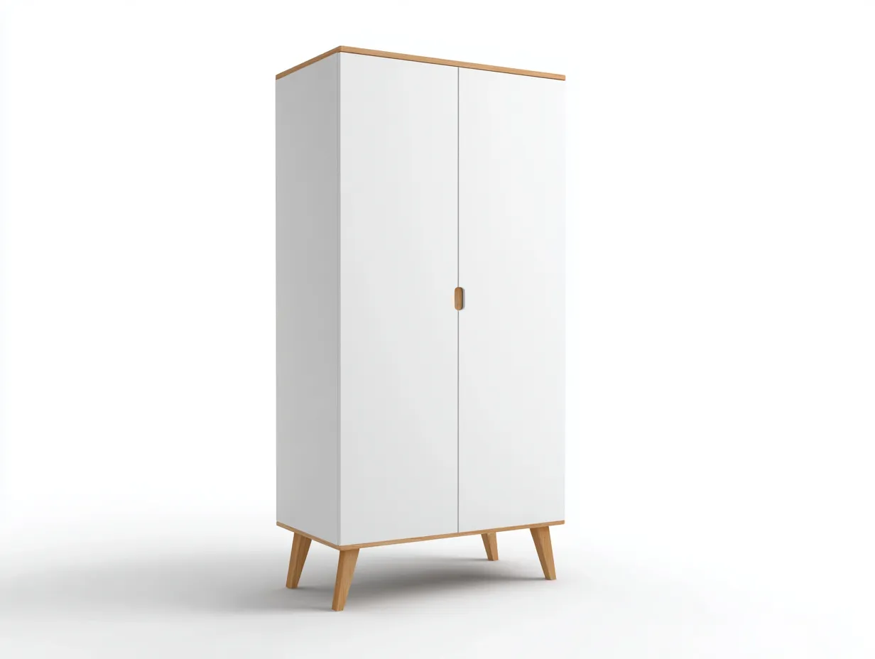 Armadio - Legno-MDF - 101x52x175 cm - Bianco-Marrone - Stile moderno-Dengetden