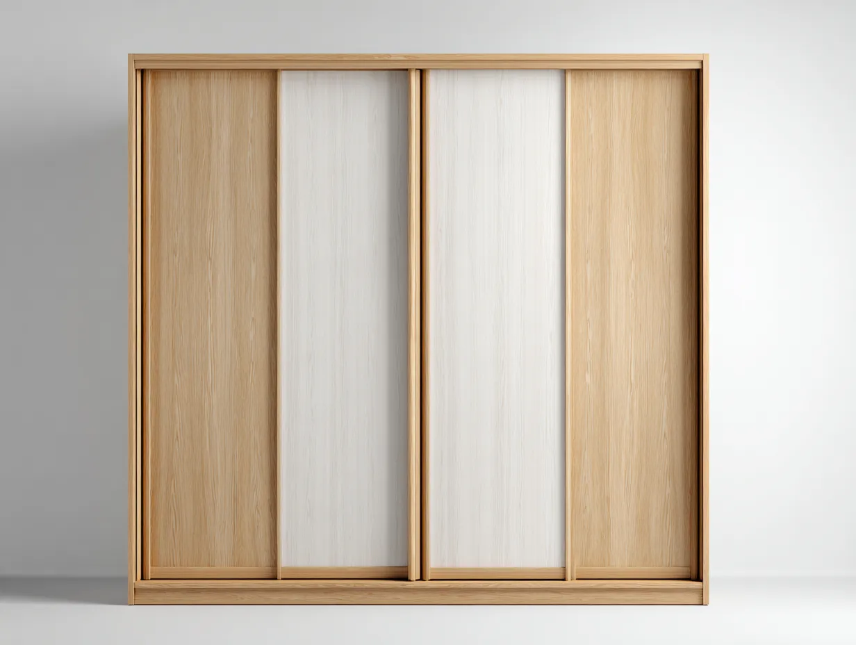 Armadio - legno - 180x60x200 cm - rovere naturale-bianco - stile moderno-Dengetden