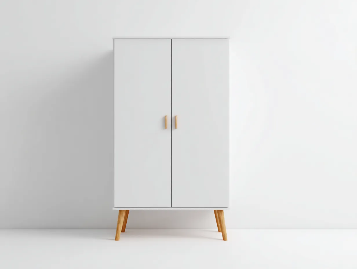 Armadio - Legno-MDF - 102x50x170 cm - Bianco-Marrone - Stile moderno-Dengetden