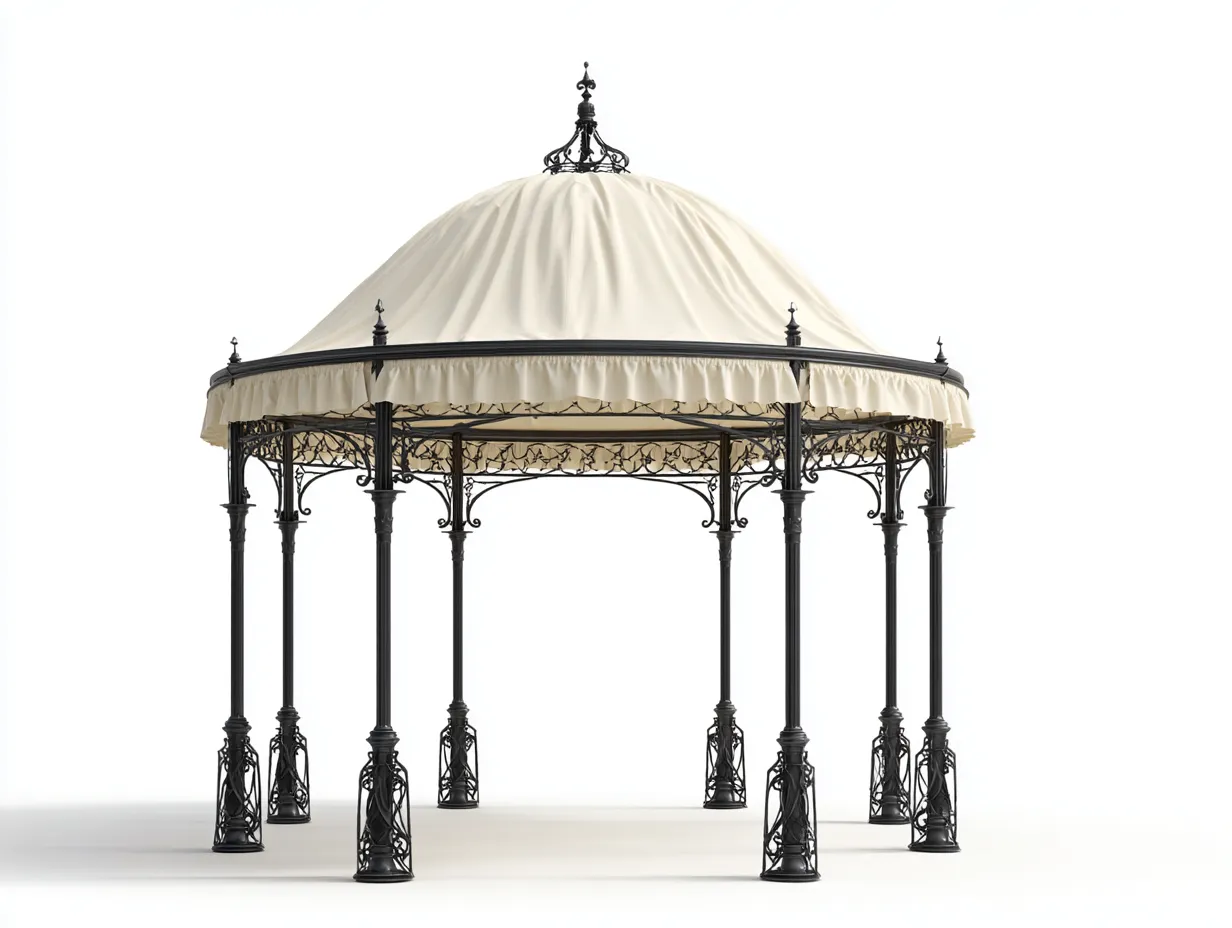 Pergola da giardino - metallo-tessuto - 368x368x332 cm - beige-nero - stile classico-Dengetden