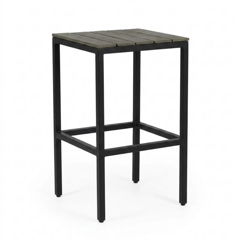 Mesa alta de madera de acacia y acero-Sylverando