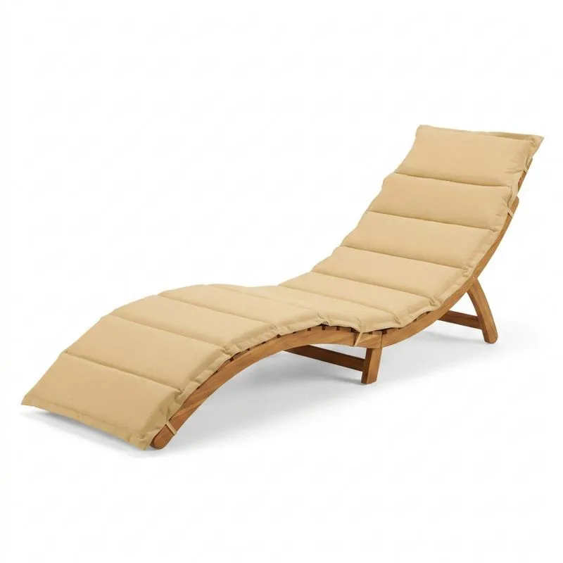 Tumbona de Madera de Acacia con Cojín Beige-Sylverando