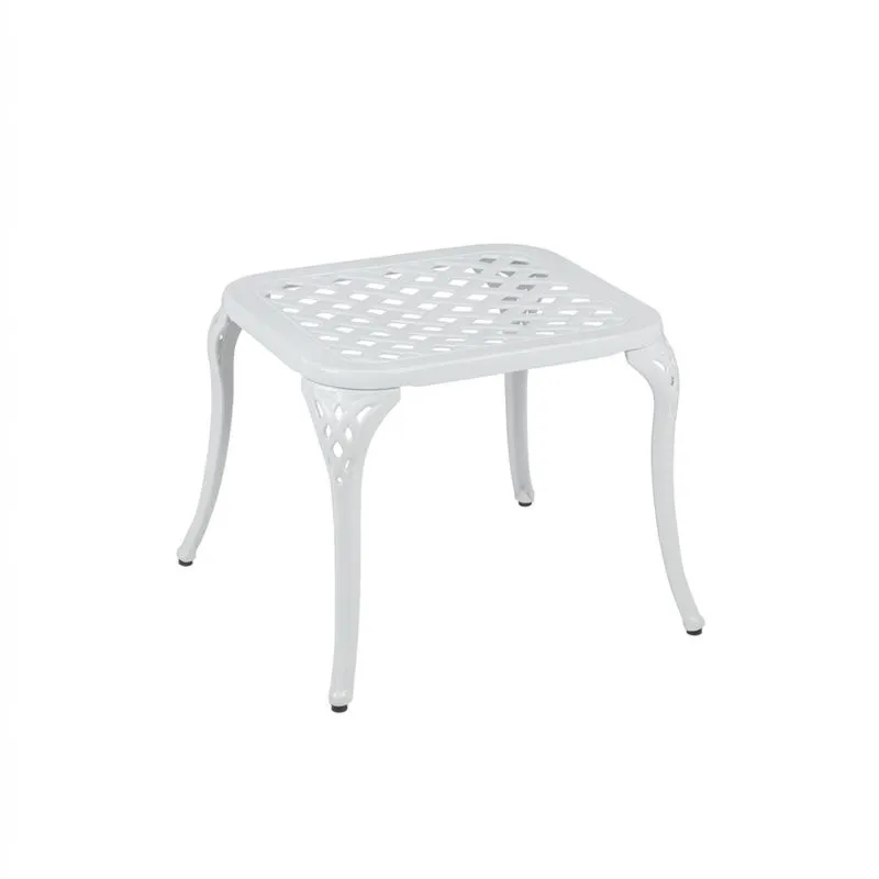 Mesa Auxiliar de Aluminio Blanco para Exterior 50x50x45cm-Sylverando