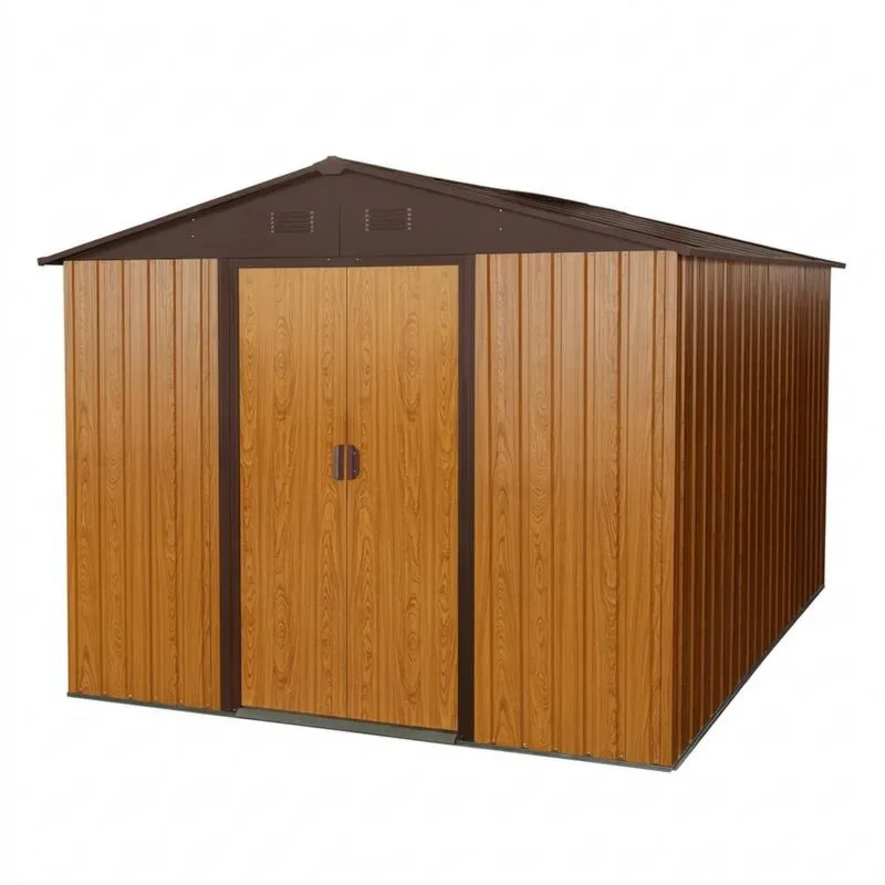 Cobertizo de Acero Galvanizado Marrón e Imitación Madera-Sylverando