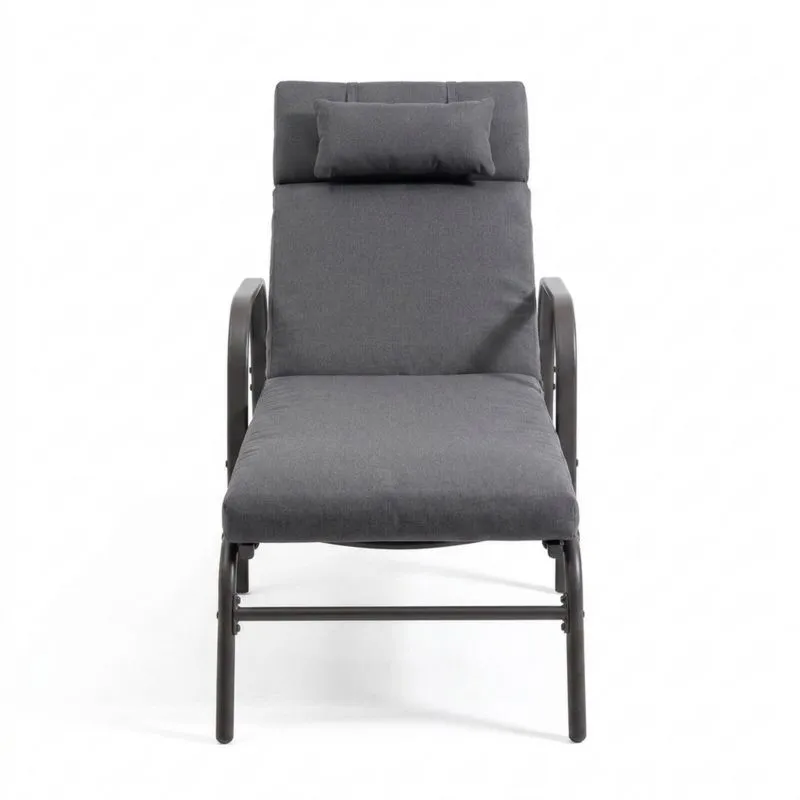 Silla Reclinable de Aluminio y Poliéster Gris-Sylverando