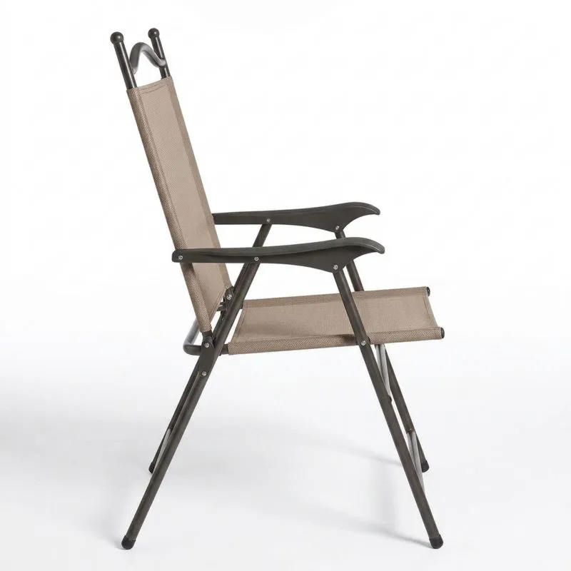 Silla plegable de aluminio con tela de poliéster Marrón-Sylverando