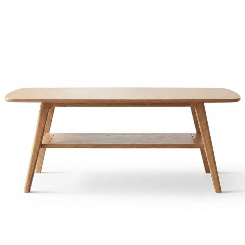 Mesa de Madera de Roble con Estante 110x60x45cm-Sylverando