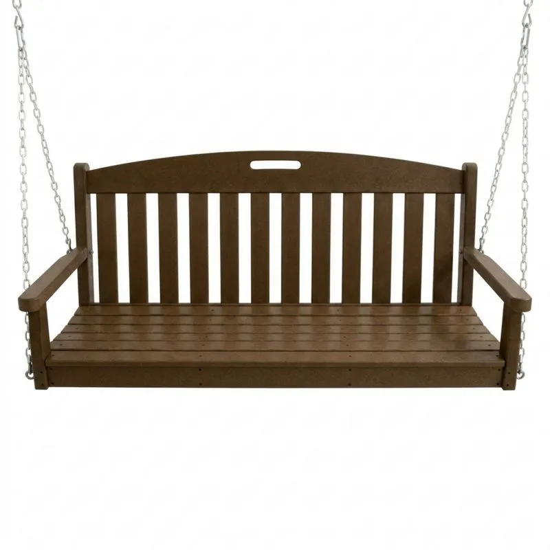 Columpio Exterior de Madera Teca con Cadenas de Acero Galvanizado Marrón 150cm-Sylverando