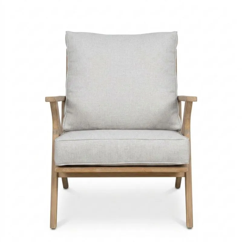 Silla de poliéster gris y madera de haya-Sylverando