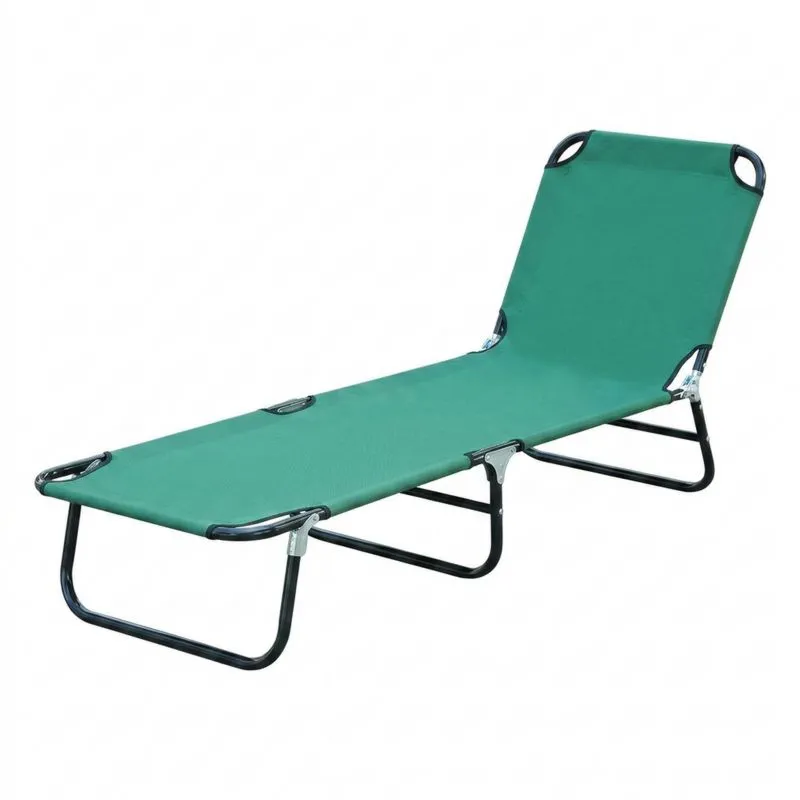 Tumbona plegable de acero y tela verde-Sylverando