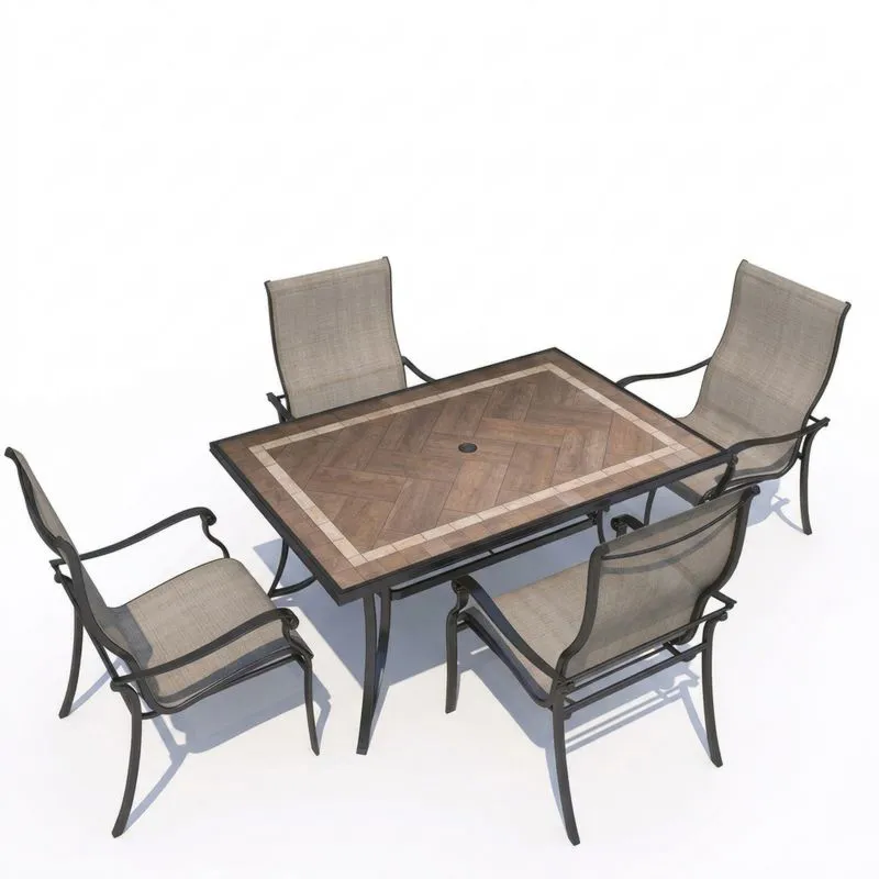 Juego de Mesa y Sillas de Exterior con Azulejos y Malla-Sylverando