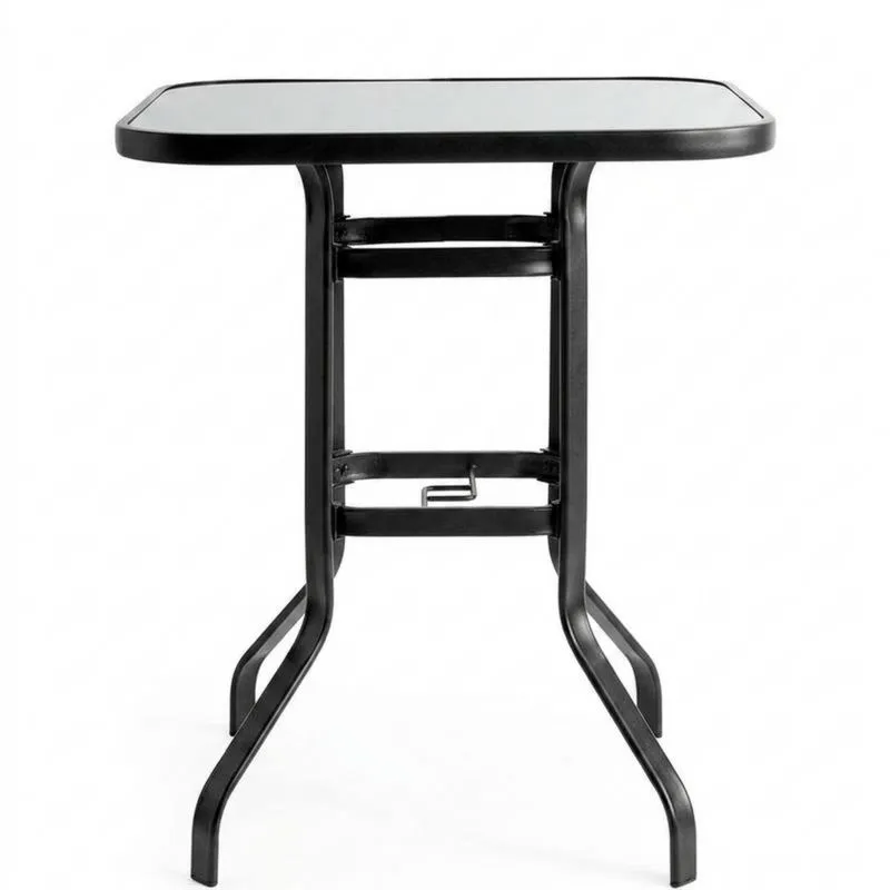Mesa de acero negro y cristal-Sylverando