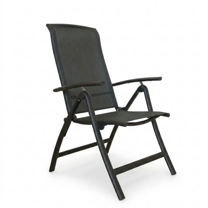 Silla plegable de aluminio y textilene negra-Sylverando
