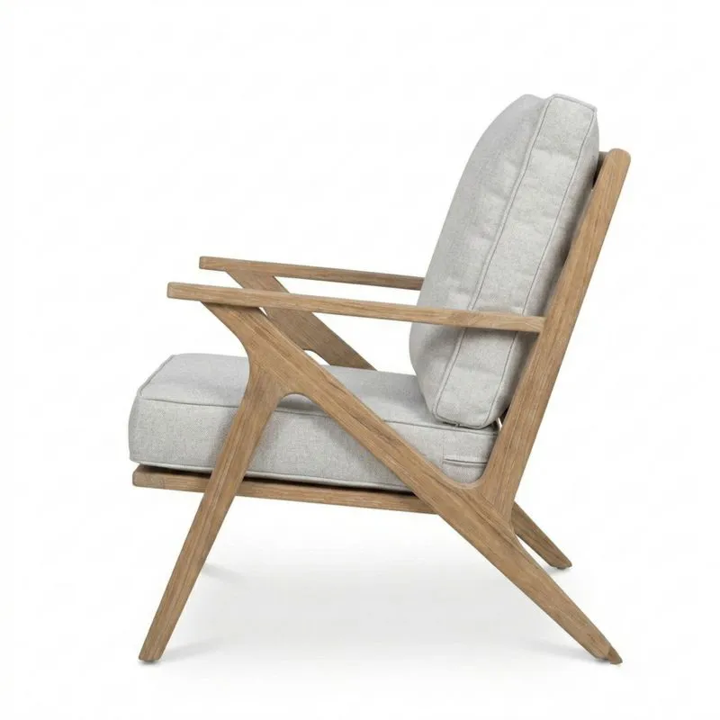 Sillón de Roble con Cojines de Poliéster Gris-Sylverando