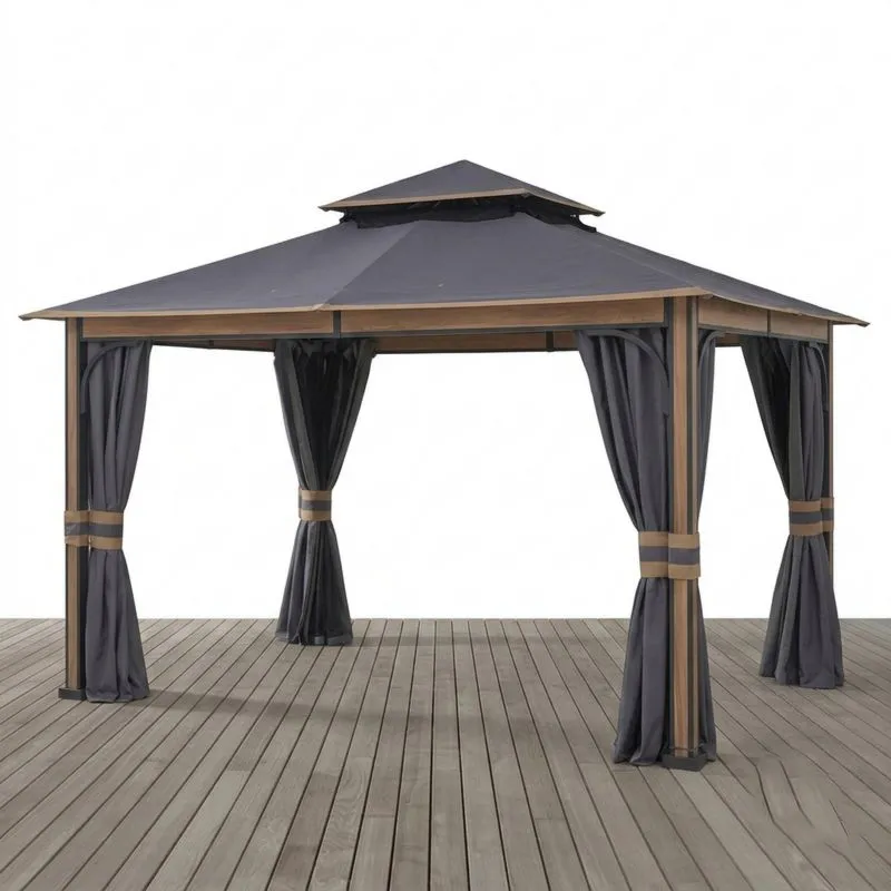 Pérgola de Jardín de Acero y Tela Gris-Sylverando