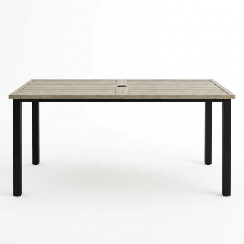 Mesa exterior de acacia y acero 150x90x75 cm-Sylverando