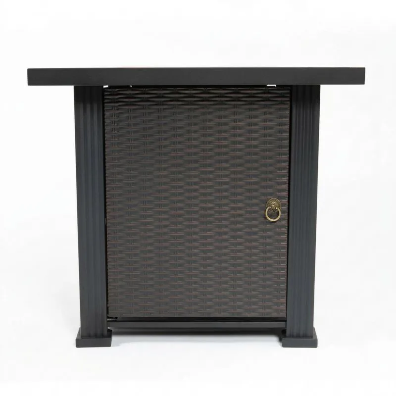 Mueble de Almacenamiento Exterior de Ratán Sintético y Acero Marrón/Negro 80x40x90cm-Sylverando