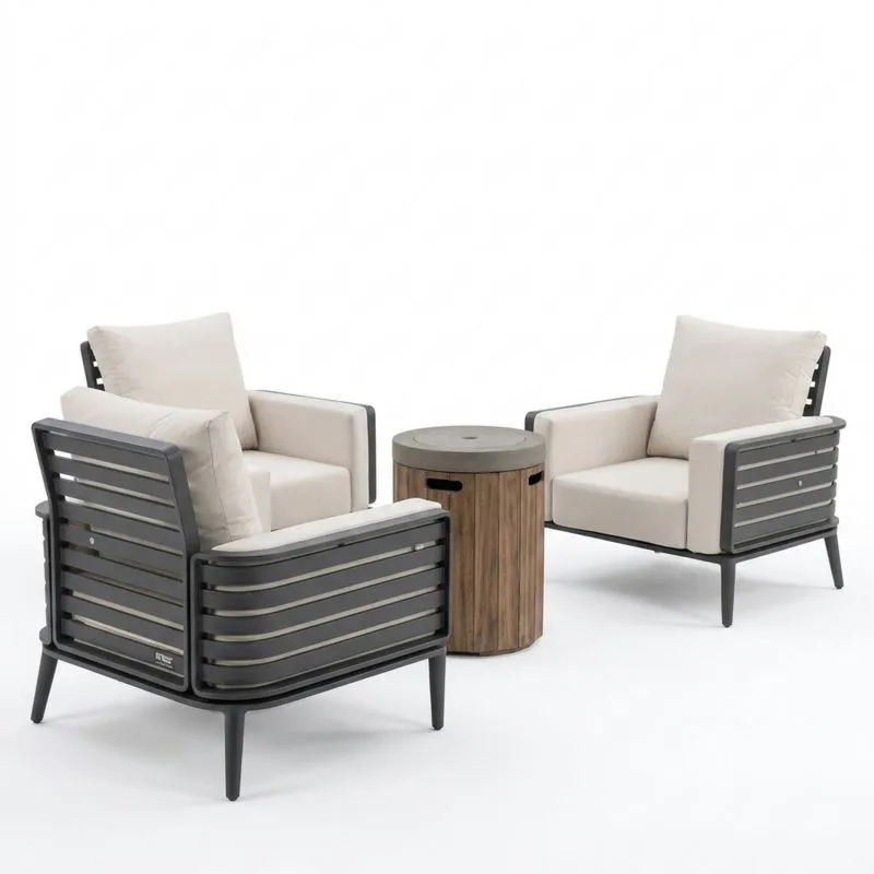 Conjunto de Muebles de Jardín de Aluminio y Teca en Beige y Antracita-Sylverando