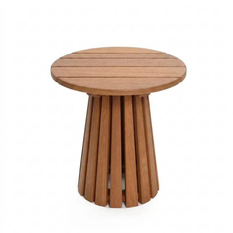 Mesa redonda de madera de teca 50cm diámetro 55cm altura-Sylverando