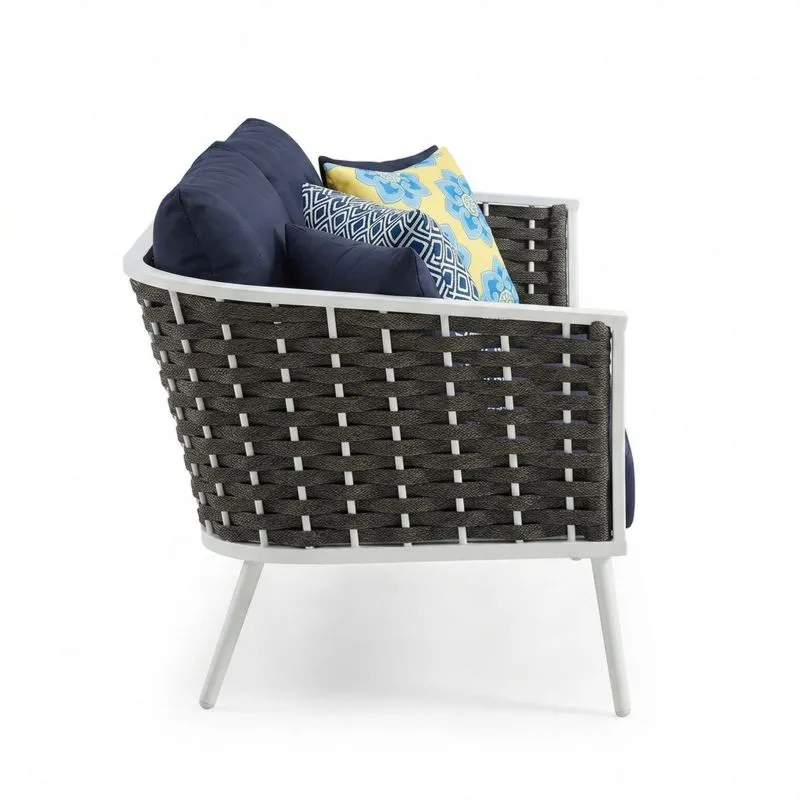 Sillón de aluminio y poliéster con cojines multicolor-Sylverando