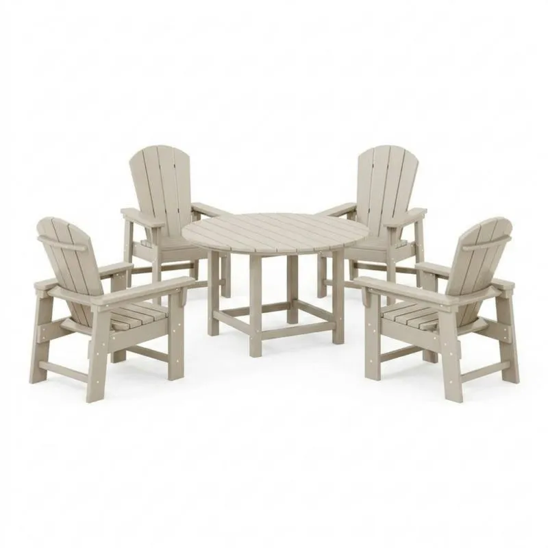 Juego de Mesa y Sillas de Jardín de HDPE Beige-Sylverando