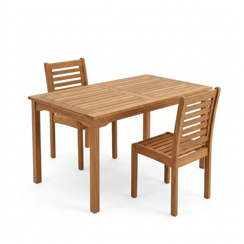 Conjunto de Mesa y Sillas de Madera de Teca-Sylverando