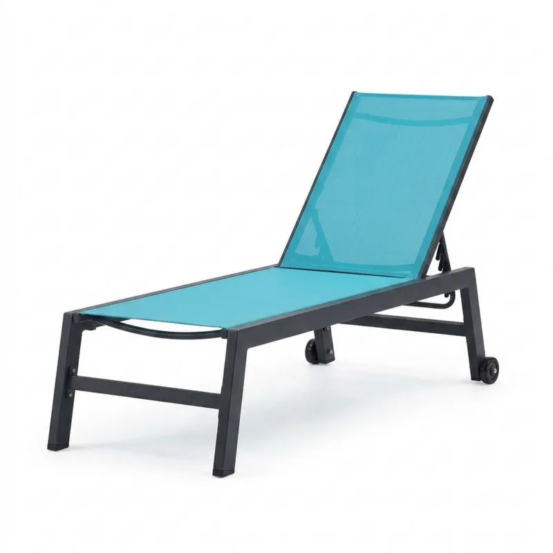 Tumbona de aluminio azul con textilene reclinable-Sylverando
