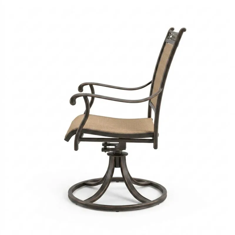 Silla giratoria de aleación de aluminio con asiento de tela beige-Sylverando