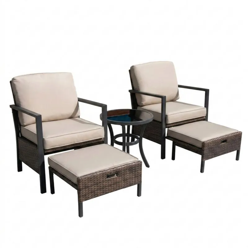 Conjunto de Muebles de Jardín Ratán Sintético y Aluminio con Cojines Beige-Sylverando