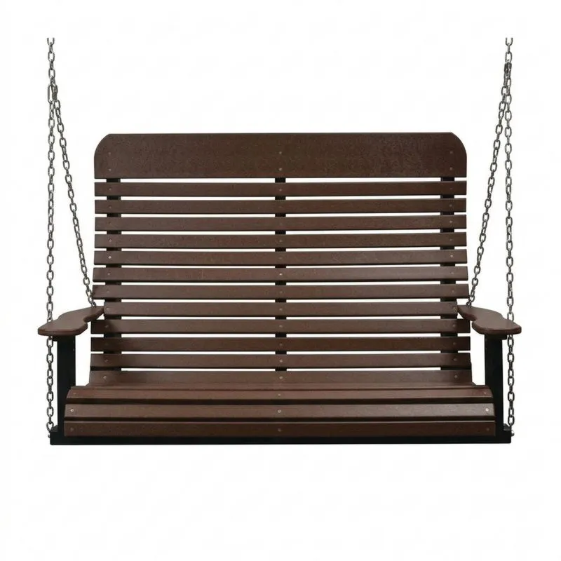 Columpio de Madera Sintética Marrón con Cadenas de Acero-Sylverando