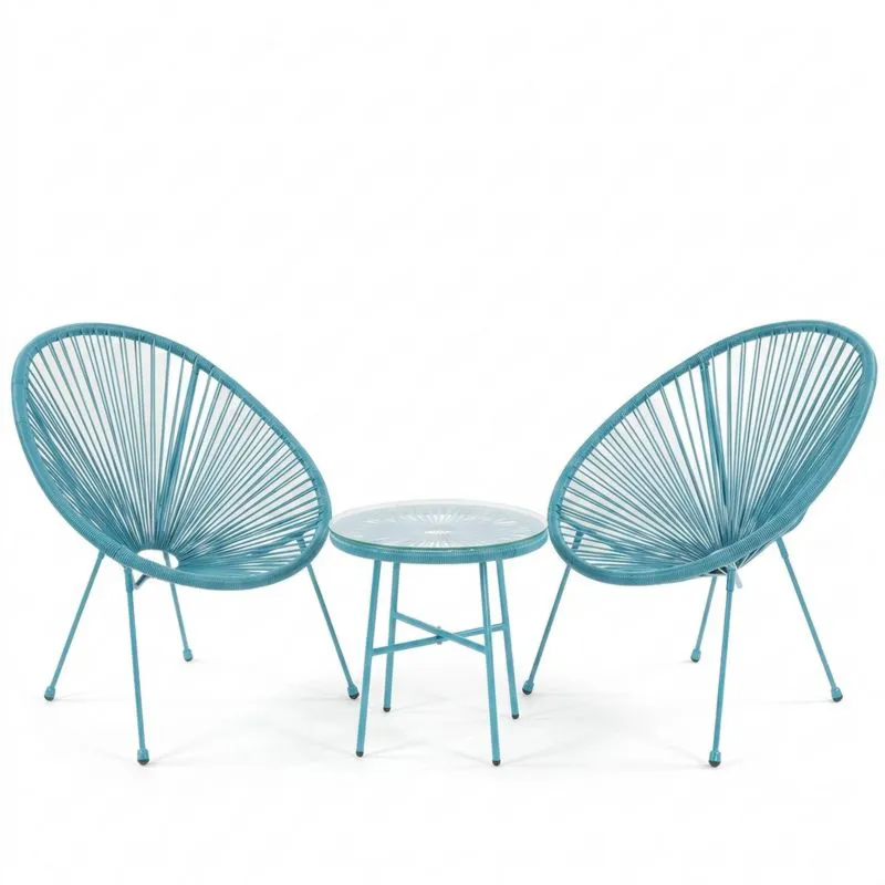Conjunto de Sillas y Mesa de Jardín Azul Acero y PVC-Sylverando