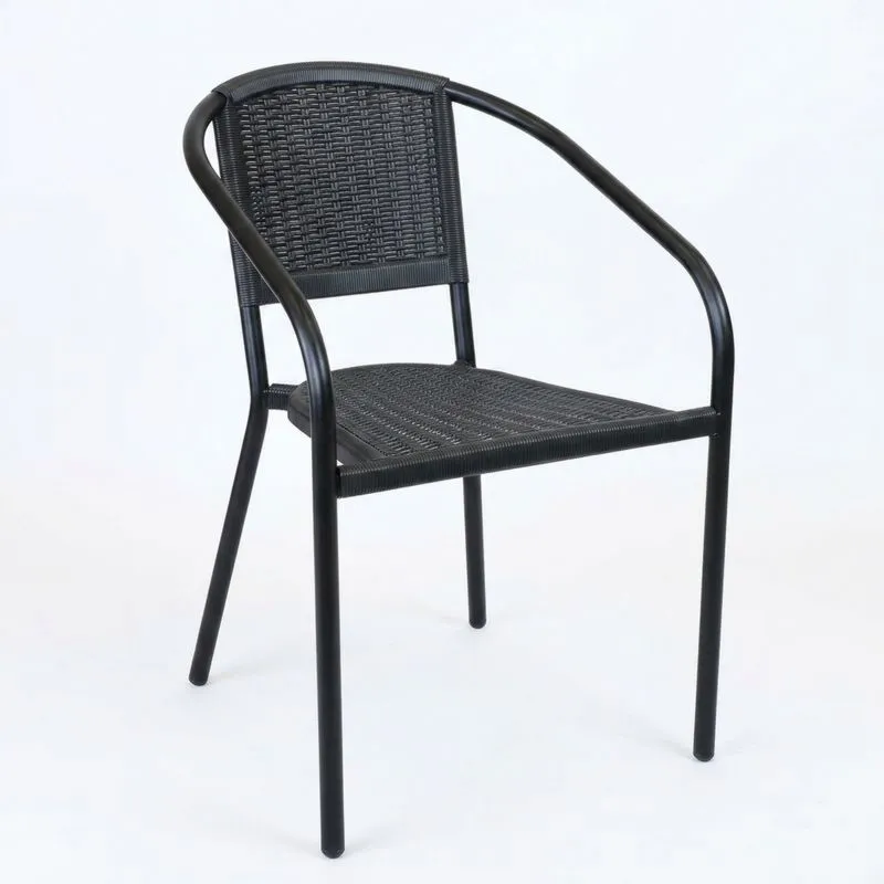 Silla Negra de Acero y Ratán Sintético-Sylverando